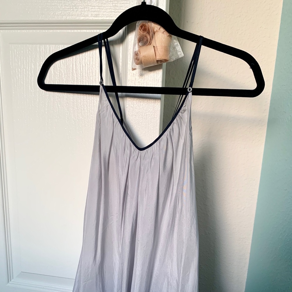 Beautiful People silver silk top blouse small